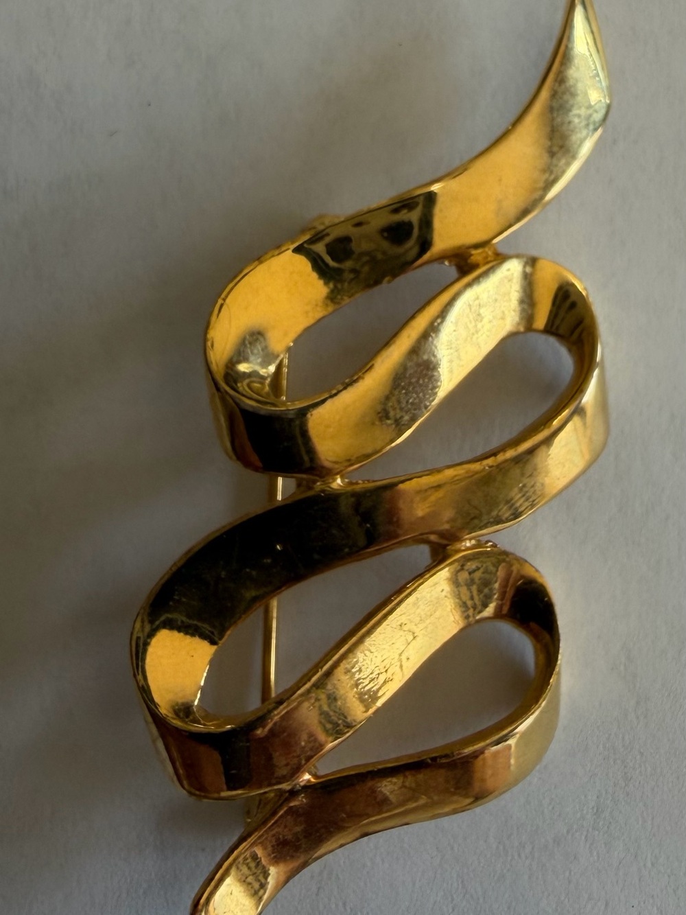 M. Jent Gold Tone Ribbon Wave Brooch - Women Jewelry